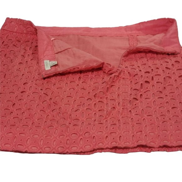 J Crew Mini Skirt Womens Size 8 Short Orange Pencil Eyelet Back Zip Casual Party - Picture 3 of 6